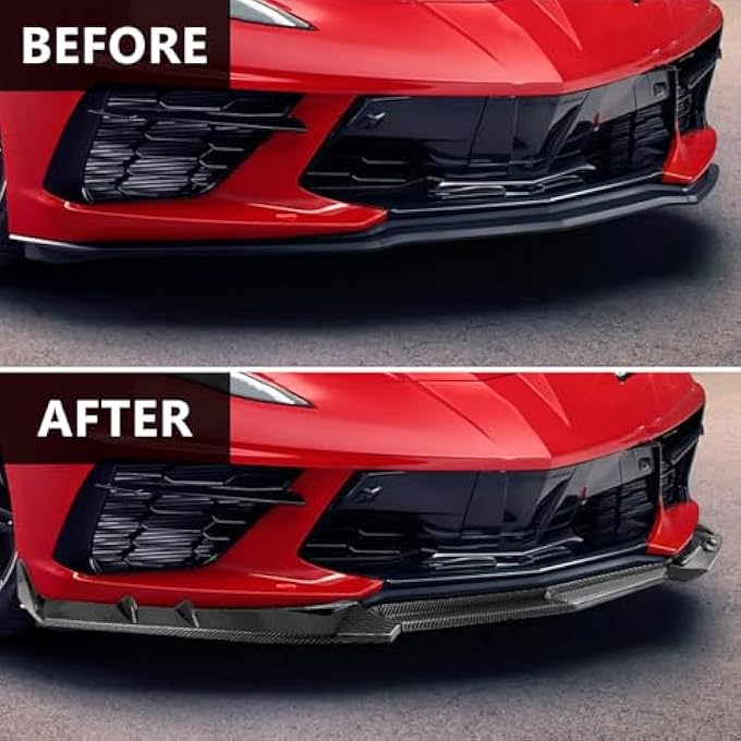 Fancemot Carbon Fiber Front Bumper Lip Compatible with Corvette C8 2020-2025, Front Splitter Protector Body Set - Image 5