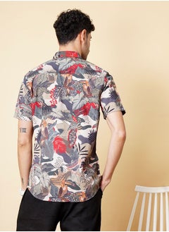 The Indian Garage Co Men Slim Fit Fauna Printed Half Sleeves Spread Collar Resort Wear Shirt  - Image 2