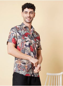The Indian Garage Co Men Slim Fit Fauna Printed Half Sleeves Spread Collar Resort Wear Shirt  - Image 3