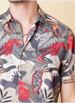 The Indian Garage Co Men Slim Fit Fauna Printed Half Sleeves Spread Collar Resort Wear Shirt  - Image 5