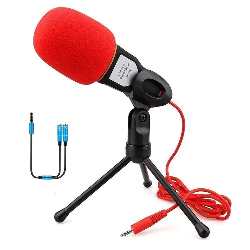 Elinka Computer Microphone,Condenser Microphone,3.5MM Plug and Play Omnidirectional Mic with Desktop Stand for Gaming,YouTube Video,Recording Podcast,Studio,for PC,Laptop,Tablet,Phone - Image 1