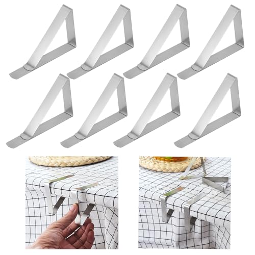 Fapiwen Stainless Steel 8pcs Windproof Table Cloth Clips - Ideal for Home, Picnic, Party, Restaurant - Image 1