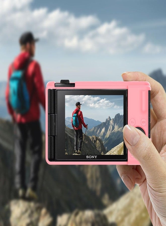 Tedubax Silicone Case for Sony ZV-1F/ ZV-1 II/ZV-1M2 Digital Camera with 2PCS Screen Protector and a Lanyard Sony ZV-1 II case-(Pink) - Image 3