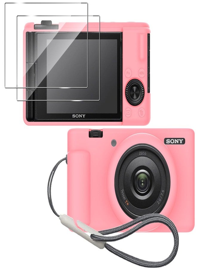 Tedubax Silicone Case for Sony ZV-1F/ ZV-1 II/ZV-1M2 Digital Camera with 2PCS Screen Protector and a Lanyard Sony ZV-1 II case-(Pink) - Image 1