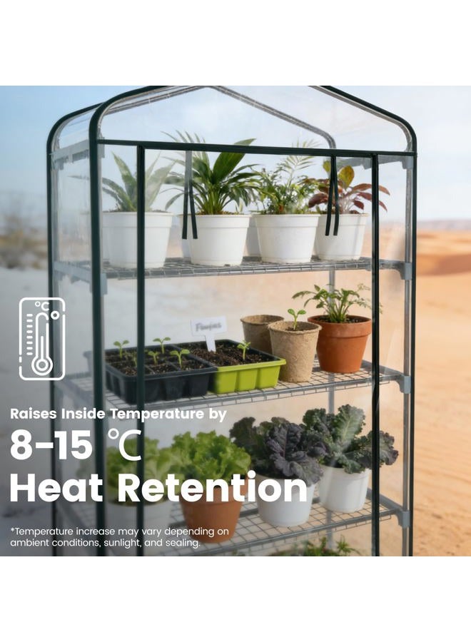 WORTH Garden 5 Tier Mini Greenhouse - 75'' H x 27'' L x 19'' W - Sturdy Portable Gardening Shelves with PVC Cover - Small Porch Green House for Growing Plants Flowers Indoor & Outdoor - Image 3