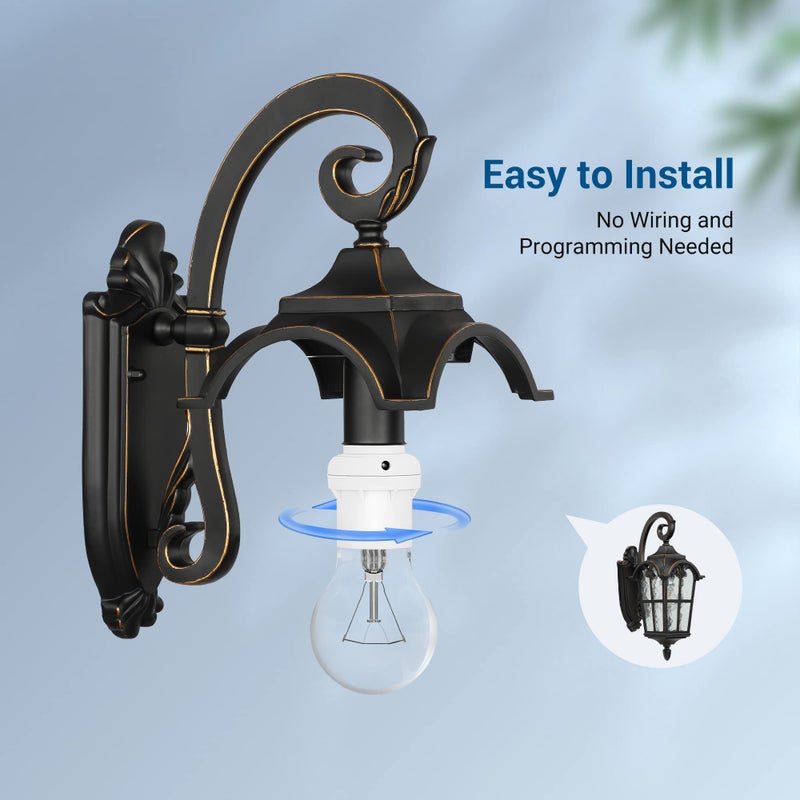 DEWENWILS Light Sensor Socket, E26 E27 Dusk to Dawn Light Bulb Sockets for Light Fixtures, Compatible with Incandescent/CFL/LED/Halogen Bulbs, ETL Listed, 6 Pack, White - Image 5