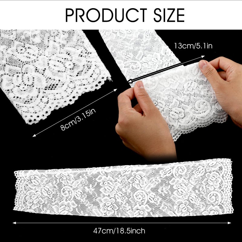 Yolev Women's Long Floral Lace Fingerless Gloves - Elbow Length Arm Sleeves for Tea Party (White) - Image 2