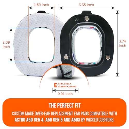 WC Mod Kit A50 - Cooling Gel Earpads + Headband Replacement for Astro A50 Gen 4, Gen 5 & A50X by Wicked Cushions | Enhanced Comfort, Cooling & Durability | 90's White - Image 5