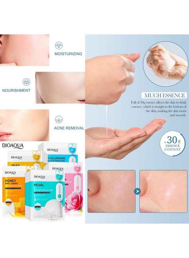 بيو أكوا قناع الوجه BIOAQUA لشد البشرة وتغذيتها بعمق وترطيبها، مستخلص طبيعي بنسبة 98%، مجموعة من 5 قطع (قطعة واحدة من كل مجموعة (5 قطع)) - Image 2