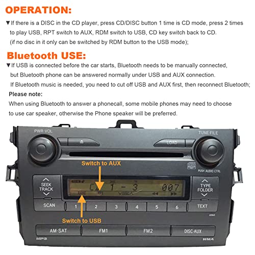 Yomikoo Bluetooth Car Kit, Car Audio USB AUX Input Adapter Built-in Bluetooth 5.0 for Toyota Camry Tacoma Corolla Tundra 4runner RAV4 - Image 3