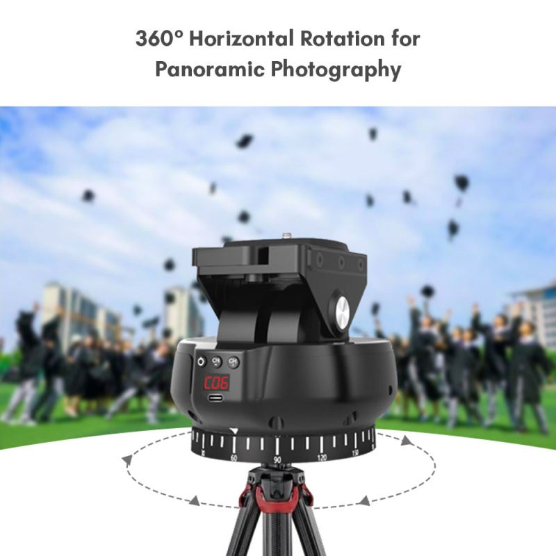 ANDOER YT1200 Motorized Pan Tilt Head 2-axis Panoramic Head 360° Rotation Panoramic Tripod Head 100M Wireless Remote Control 9 Levels Adjustable Speed 1kg Load Capacity with Phone Clip for Smartphone - Image 5