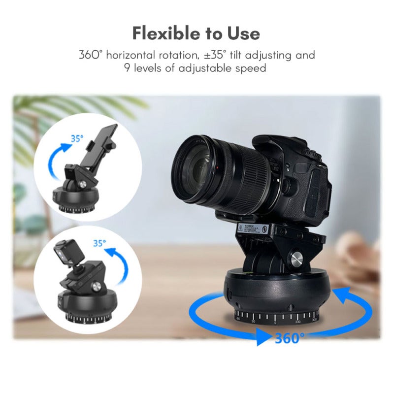ANDOER YT1200 Motorized Pan Tilt Head 2-axis Panoramic Head 360° Rotation Panoramic Tripod Head 100M Wireless Remote Control 9 Levels Adjustable Speed 1kg Load Capacity with Phone Clip for Smartphone - Image 2