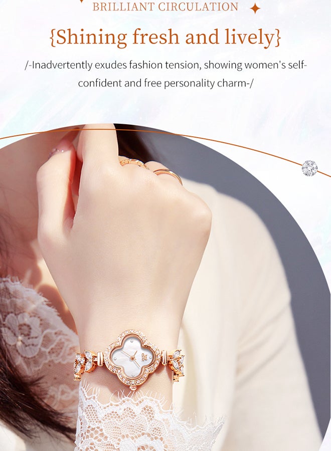 OPK Four-Leaf Clover Watch Ladies Watch Diamond Bracelet Waterproof Watch 6049 - Image 3