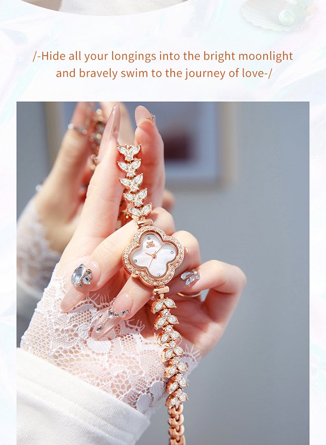 OPK Four-Leaf Clover Watch Ladies Watch Diamond Bracelet Waterproof Watch 6049 - Image 4