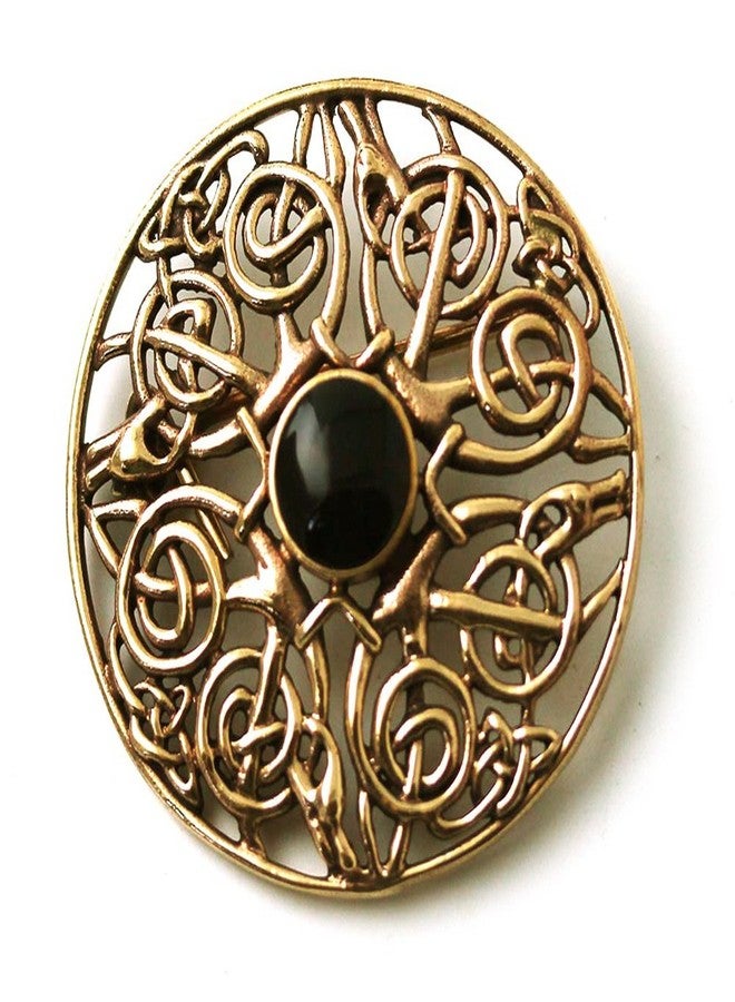 LynnAround Vintage brooches Bronze Norse Filigree Celtic Knot Black Stone Thailand Jewelry (Brooch) - Image 1