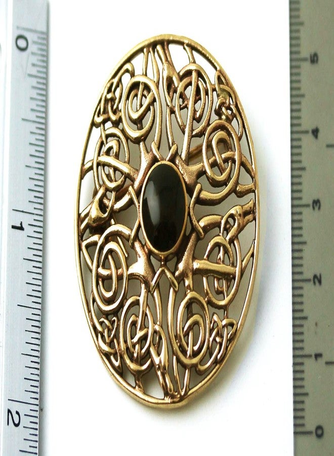 LynnAround Vintage brooches Bronze Norse Filigree Celtic Knot Black Stone Thailand Jewelry (Brooch) - Image 4