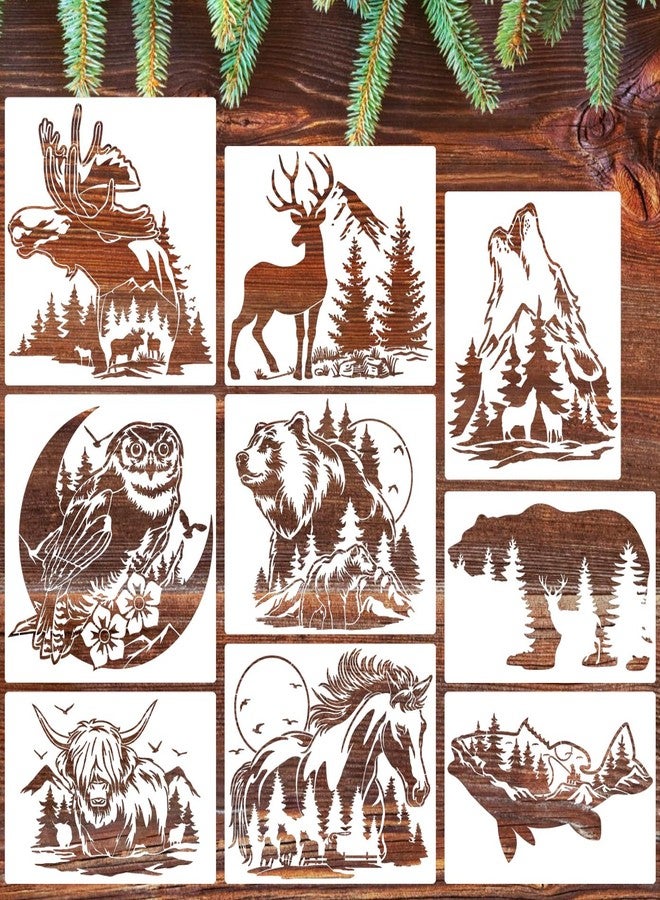 zosylley Animal Wood Burning Stencils for Painting 12” Deer Stencils Horse Stencil Bear Wolf Moose Drawing Templates for T-Shirt Fabric Wood DIY Crafts - Image 1