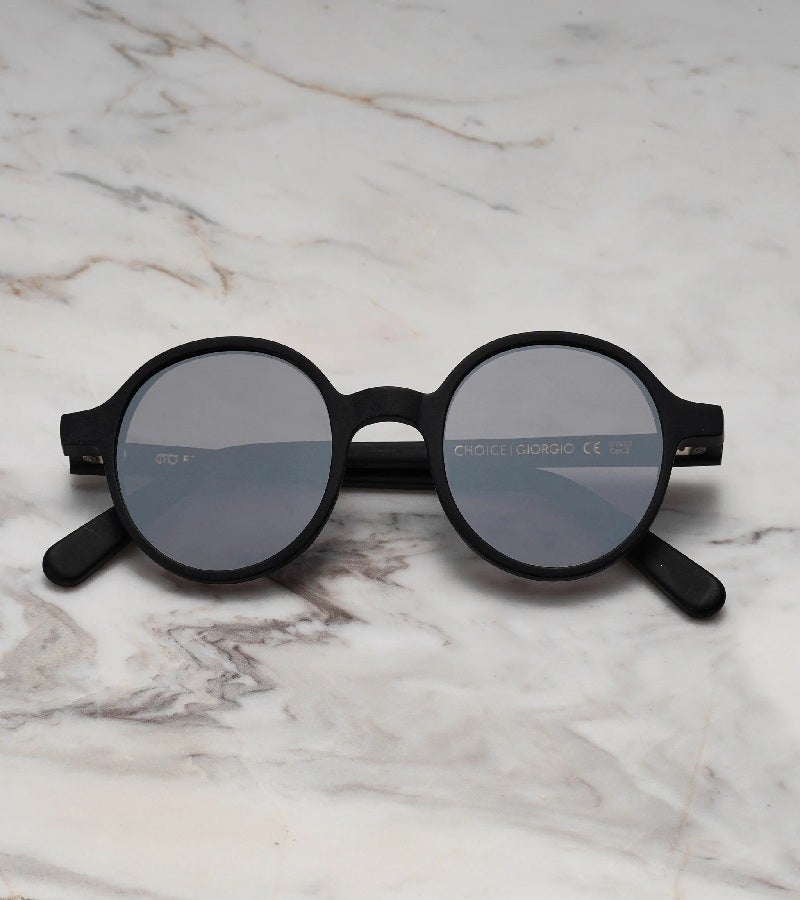 Explicit Poets Unisex GIORGIO Matt Black - Silver Mirror Stylish Sunglasses, A12EP2 - Image 2