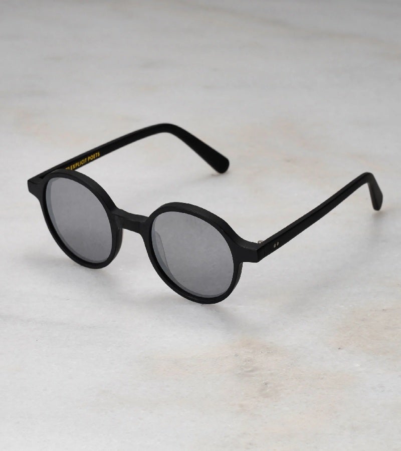 Explicit Poets Unisex GIORGIO Matt Black - Silver Mirror Stylish Sunglasses, A12EP2 - Image 1