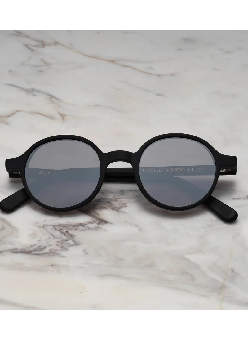 الشعراء الصريحون Explicit Poets Unisex GIORGIO Matt Black - Silver Mirror Stylish Sunglasses, A12EP2