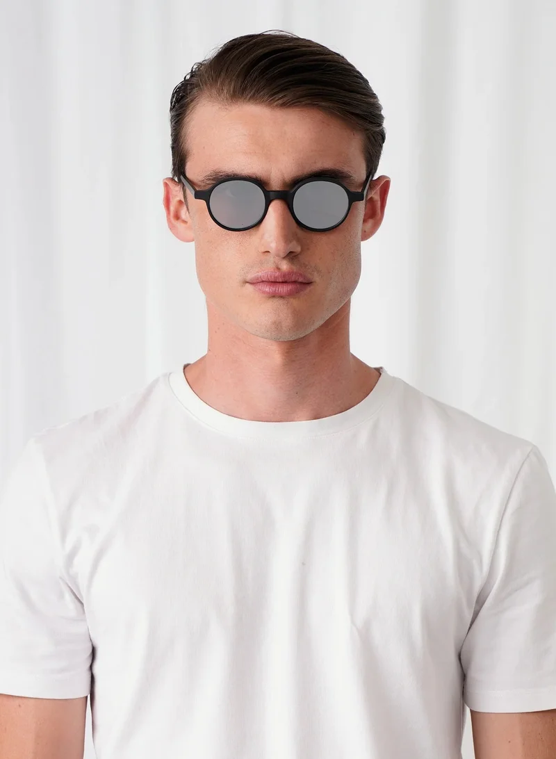 Explicit Poets Explicit Poets Unisex GIORGIO Matt Black - Silver Mirror Stylish Sunglasses, A12EP2