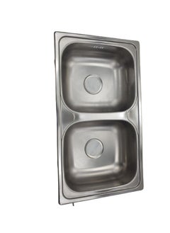 HAR & Unex STAINLESS STEEL INSET SINK SIZE: 80 x 45 CM.DOUBLE BOWL WITH DRAIN KIT  - Image 1