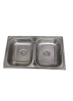 HAR & Unex STAINLESS STEEL INSET SINK SIZE: 80 x 45 CM.DOUBLE BOWL WITH DRAIN KIT  - Image 2