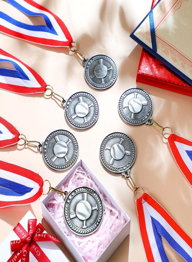 Remuuly 30 Pcs Silver Medals Bulk 2'' Basketball Soccer Volleyball Hockey Medals for Awards Metal Trophy with Neck Ribbons for Sports Participation Winner Tournaments Gift(Baseball) - Image 4