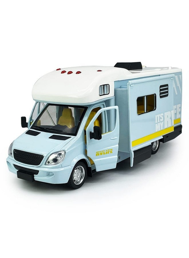 VIIGER Toy Camper Rv Motorhome Toys For Boys Girls Diecast Metal Recreational Vehicle Pretend Play Pull Back Model Car Doors & Awning Open Light Sound Age 3 4 5 6 Kids Toddlers Birthday Gifts Blue - Image 5
