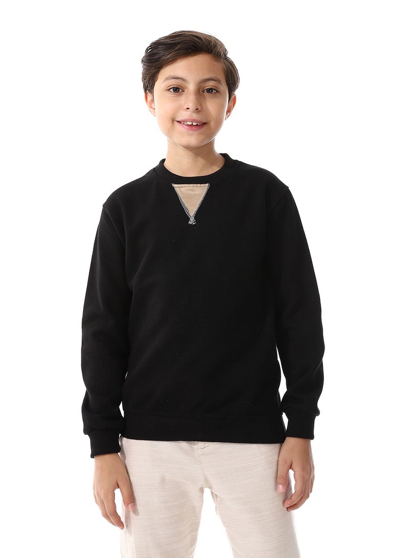 Andora Long Sleeves Slip On Kashmir Boys Sweatshirt_Black - Image 2