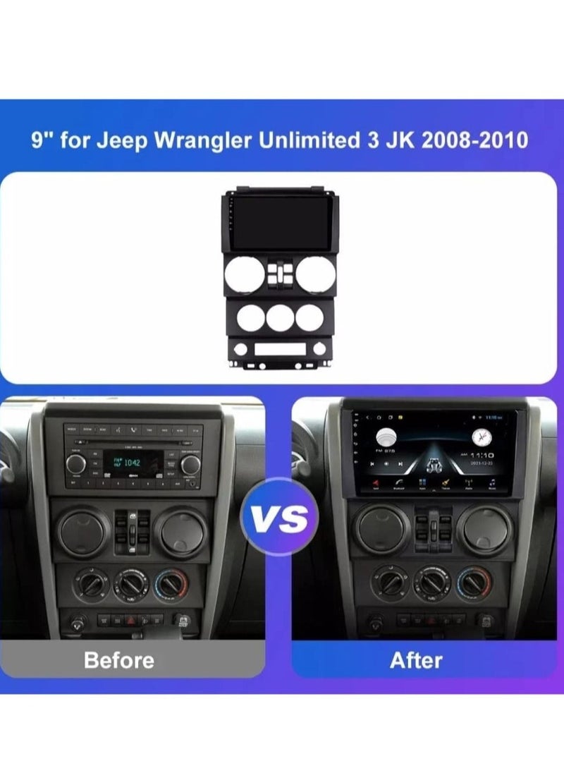 Android Screen For Jeep Wrangler Unlimited 3 JK 2008 2009 2010 4GB RAM Support Apple Carplay Android Auto Wireless QLED Touch Screen DSP Bluetooth AHD Camera Included