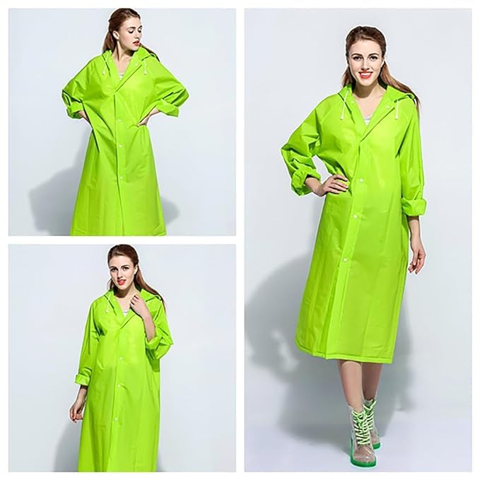 MAGIC Waterproof Rain Coat Hooded Universal Outdoor Water Resistant Rainwear Suit for Men Women Boys & Girls (Pack of 1) (Universal, Green) - Image 3