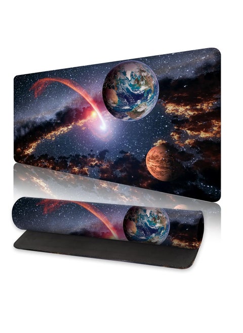 Gaming Mouse Pad, red moon, Extended Large Desk Mat, Big Computer Keyboard Desk Pad, Stitched Edges Mousepad, (70CM  x 30CM  x 2MM ) Waterproof Desk Pad for Office and Home
