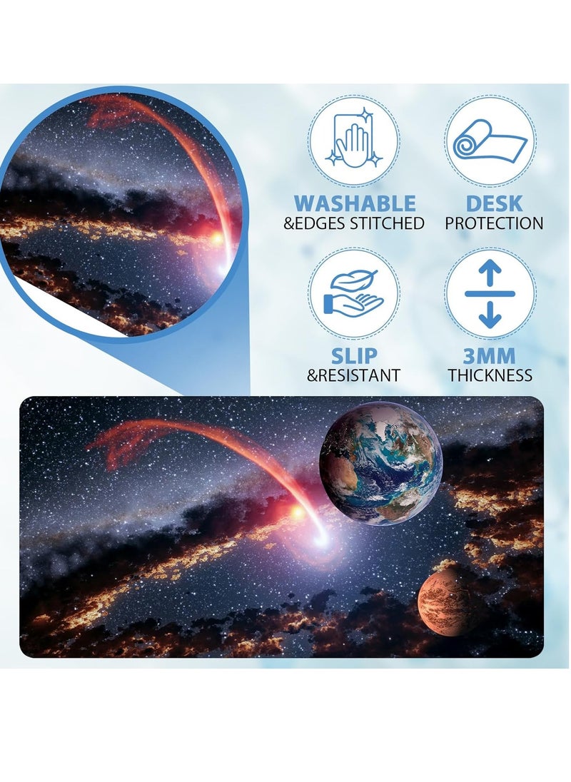Gaming Mouse Pad, red moon, Extended Large Desk Mat, Big Computer Keyboard Desk Pad, Stitched Edges Mousepad, (70CM  x 30CM  x 2MM ) Waterproof Desk Pad for Office and Home