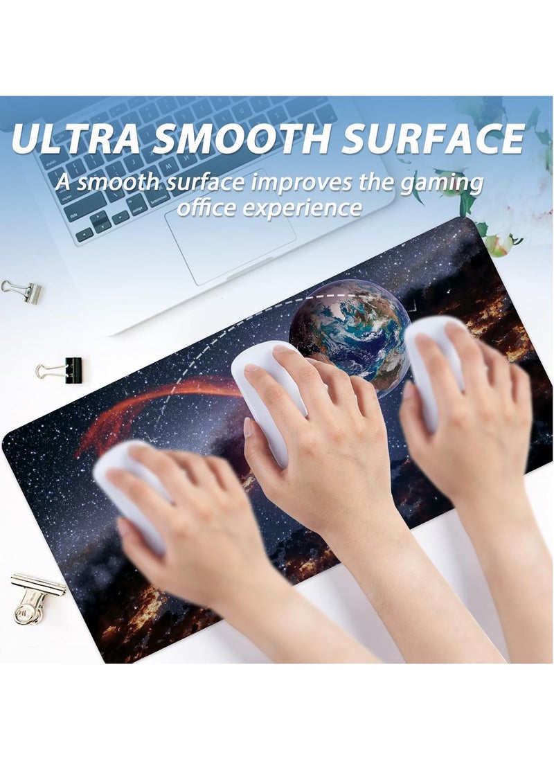 Gaming Mouse Pad, red moon, Extended Large Desk Mat, Big Computer Keyboard Desk Pad, Stitched Edges Mousepad, (70CM  x 30CM  x 2MM ) Waterproof Desk Pad for Office and Home