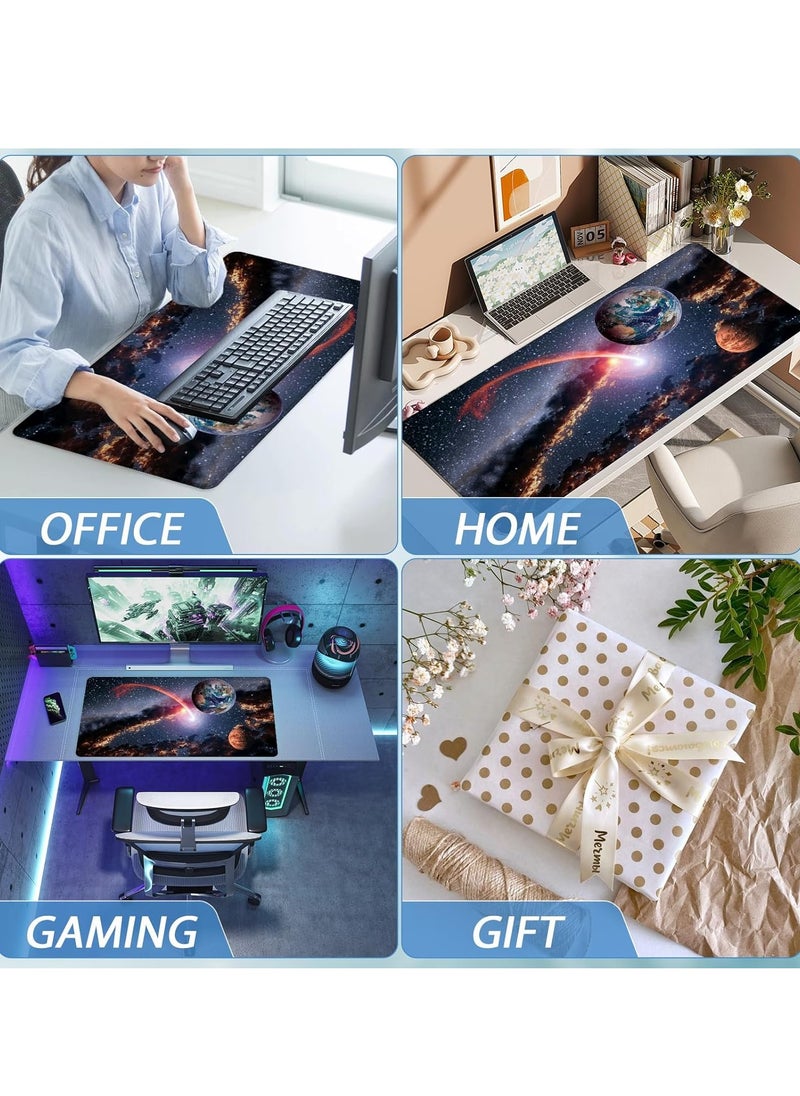 Gaming Mouse Pad, red moon, Extended Large Desk Mat, Big Computer Keyboard Desk Pad, Stitched Edges Mousepad, (70CM  x 30CM  x 2MM ) Waterproof Desk Pad for Office and Home