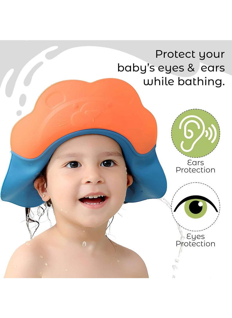 Mmmon - Baby Shower Cap Adjustable Baby Hair Washing Piglet Guard Bath Shampoo Shield Visor Hat Eyes and Ears Head Protection Waterproof Bath Cap for Kids Toddler - Image 1