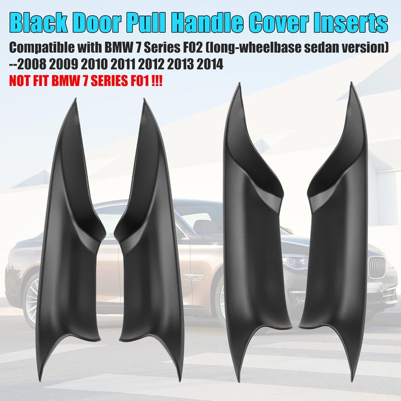 Jaronx Compatible with BMW 7 Series Door Pull Handle Covers, 4PCS Left & Right Front Rear 7 Series F02 Door Handle Panel Cover (Compatible with BMW 730 740 750 760/Long-wheel Base Sedan 2008-2014) - Image 3