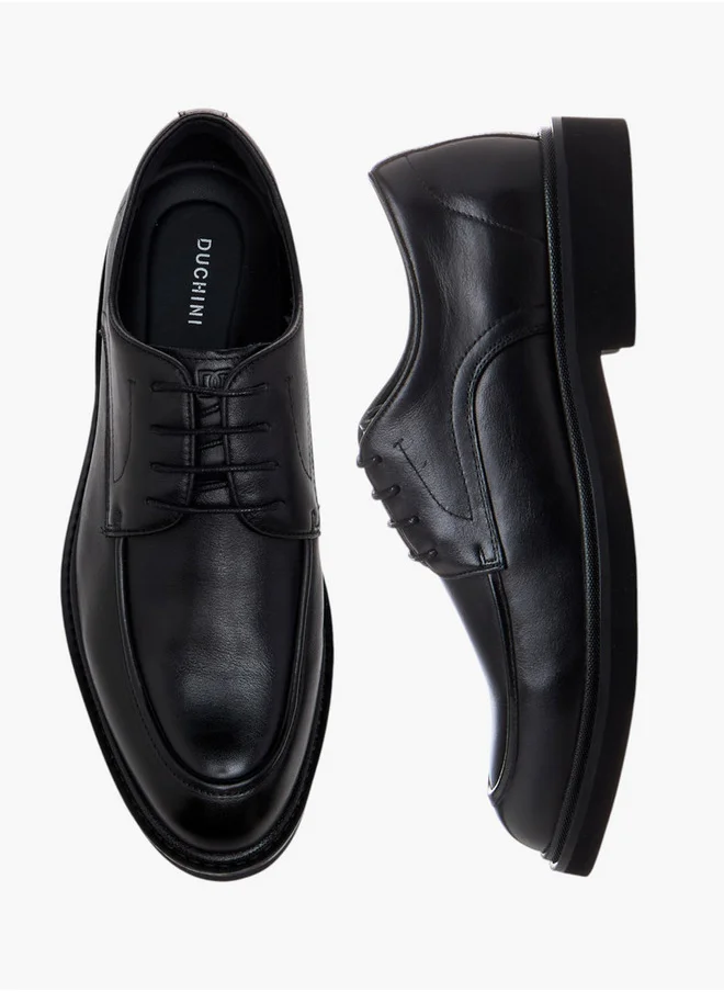 DUCHINI Men's Solid Lace-Up Derby Shoes