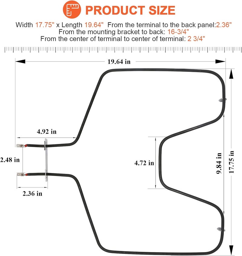 Beaquicy 【UPGRADED】WB44T10010 Oven Bake Element by - Fit for GE Spectra Oven Models #jbp64boh1wh, 911.95291990, jbp65mom2bs, jbs55wok2ww, jdp39wor3wh, jbp65sok1ss,etc. - Image 4