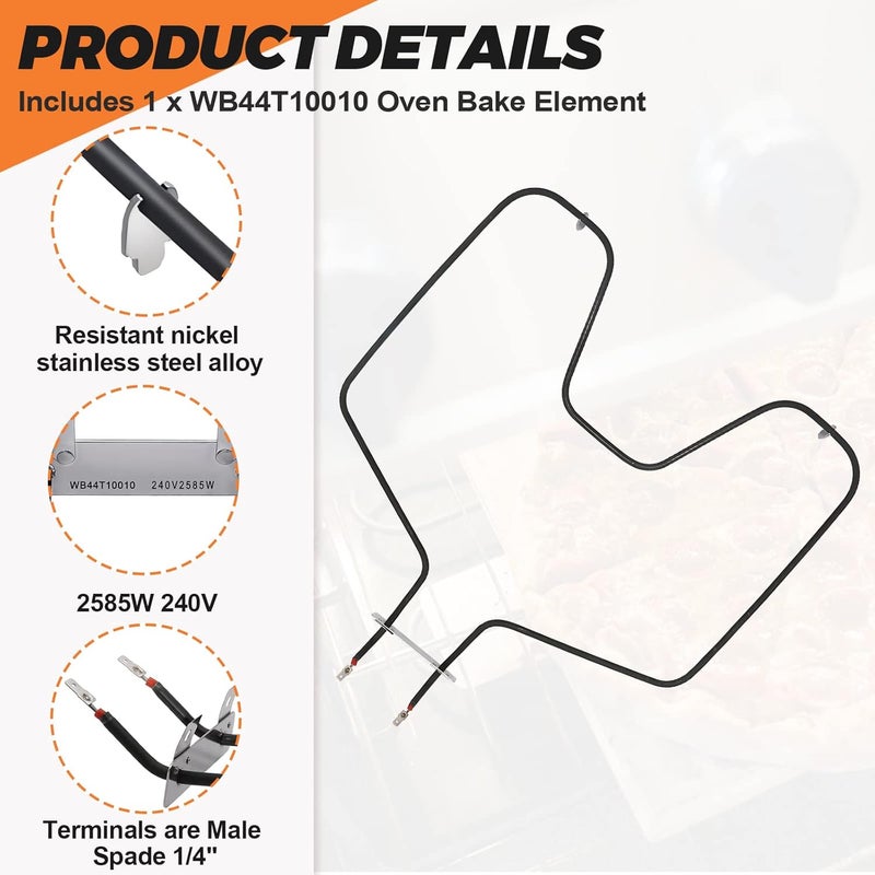 Beaquicy 【UPGRADED】WB44T10010 Oven Bake Element by - Fit for GE Spectra Oven Models #jbp64boh1wh, 911.95291990, jbp65mom2bs, jbs55wok2ww, jdp39wor3wh, jbp65sok1ss,etc. - Image 2