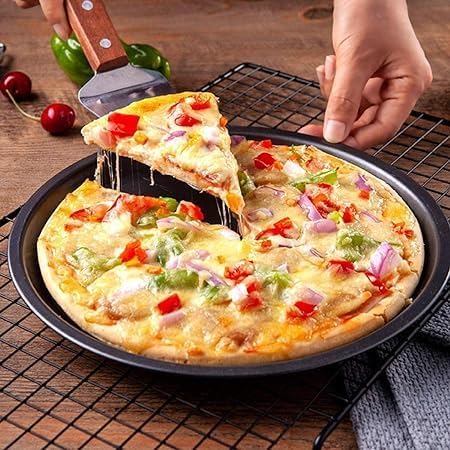 SIRIDHI SIRIDHI Carbon Steel Non-Stick Pizza Pan for Oven, Microwave, OTG, Set of 3, 29, 27, 24 cms - Image 2