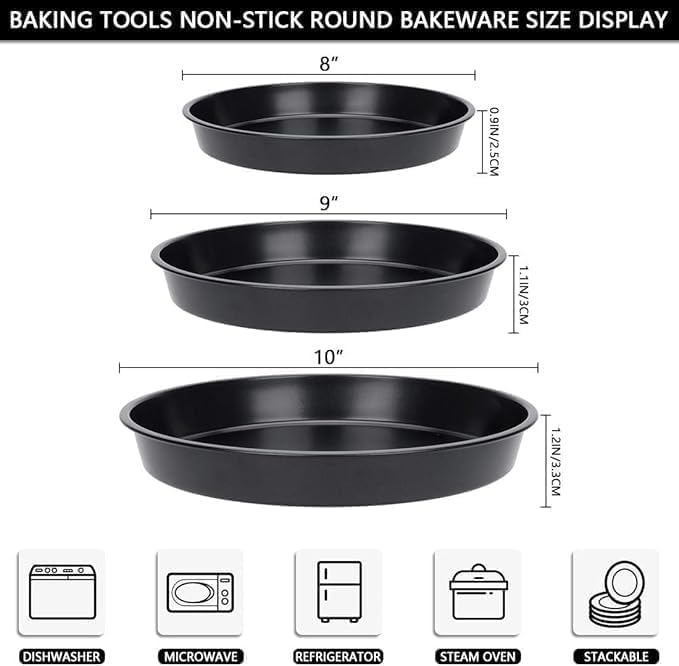SIRIDHI SIRIDHI Carbon Steel Non-Stick Pizza Pan for Oven, Microwave, OTG, Set of 3, 29, 27, 24 cms - Image 3