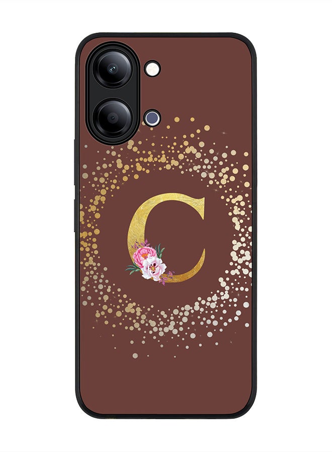 Stylizedd For vivo Y21 / Y11 Case,Slim fit Camera Protection, Shockproof Thin Phone cover  - Custom Monogram Floral - C  (Brown ) - Image 1