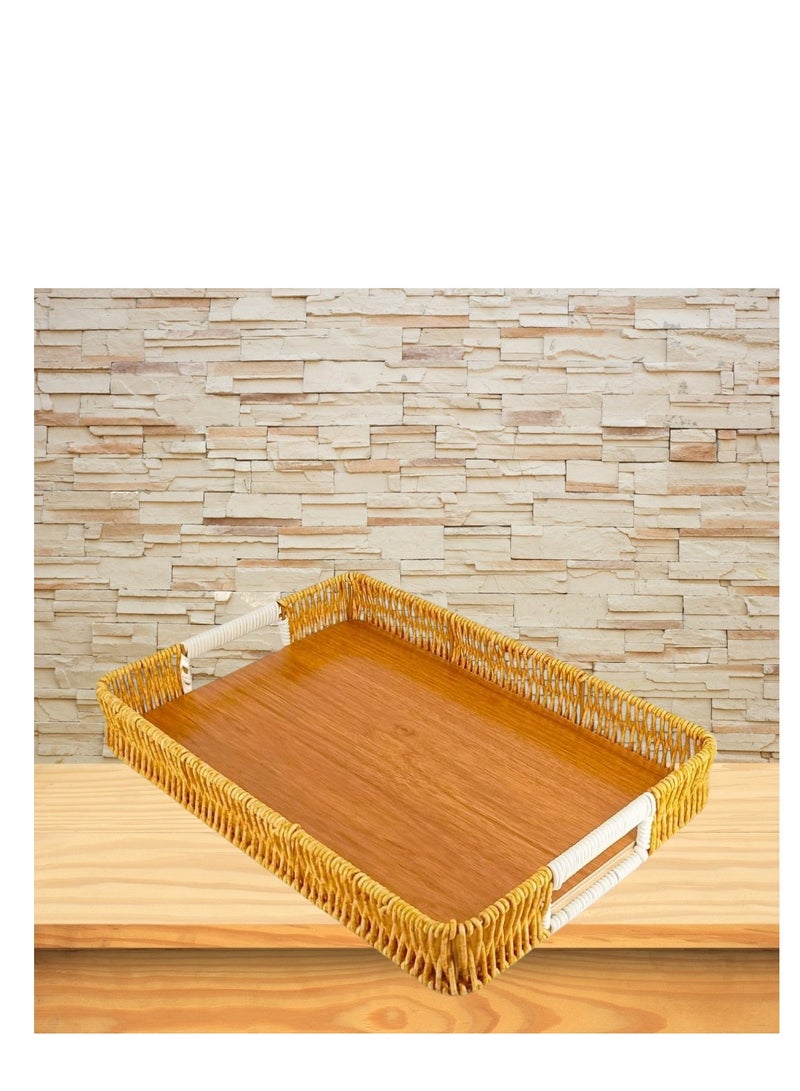 مجموعة من 3 صواني تقديم مزخرفة من الخيزران الطبيعي - 357 - Image 3