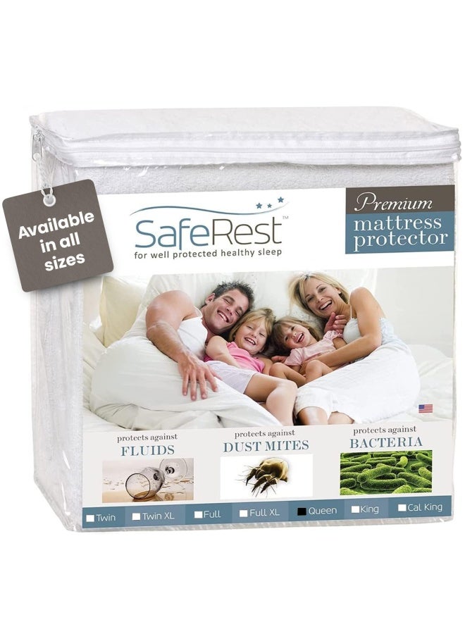 SafeRest 100  واقي مرتبة ملكي مقاوم للماء - مزود بأكياس قابلة للتمدد - غطاء مرتبة قطن قابل للغسل في الغسالة للسرير - Image 1