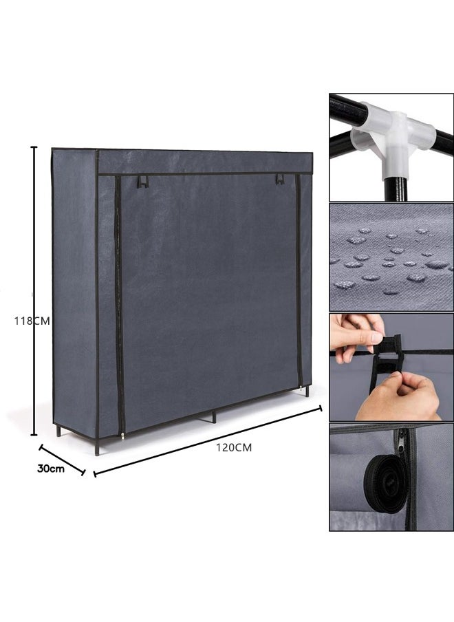 BLOOMING TIME - Double Row Non Woven Simple Shoe Rack, Simple Installation, Large Space Capacity, Gray - Image 1
