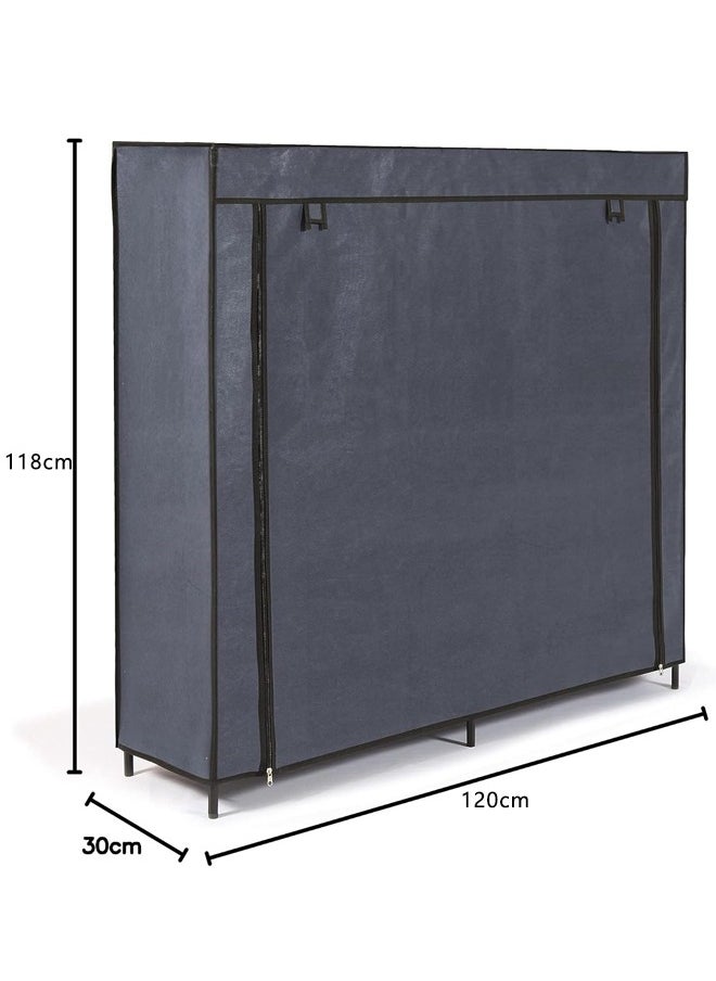 BLOOMING TIME - Double Row Non Woven Simple Shoe Rack, Simple Installation, Large Space Capacity, Gray - Image 1
