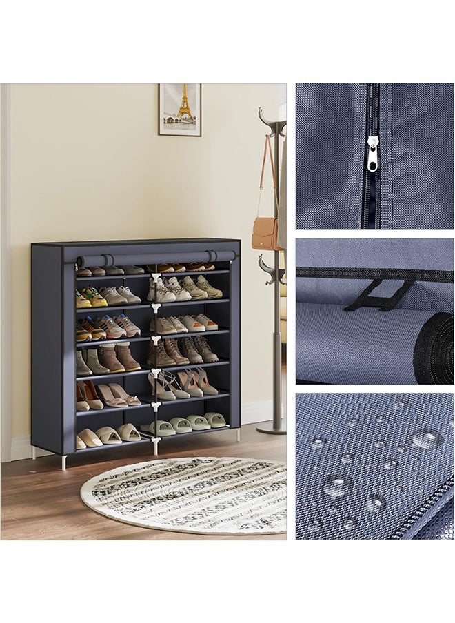 BLOOMING TIME - Double Row Non Woven Simple Shoe Rack, Simple Installation, Large Space Capacity, Gray - Image 1