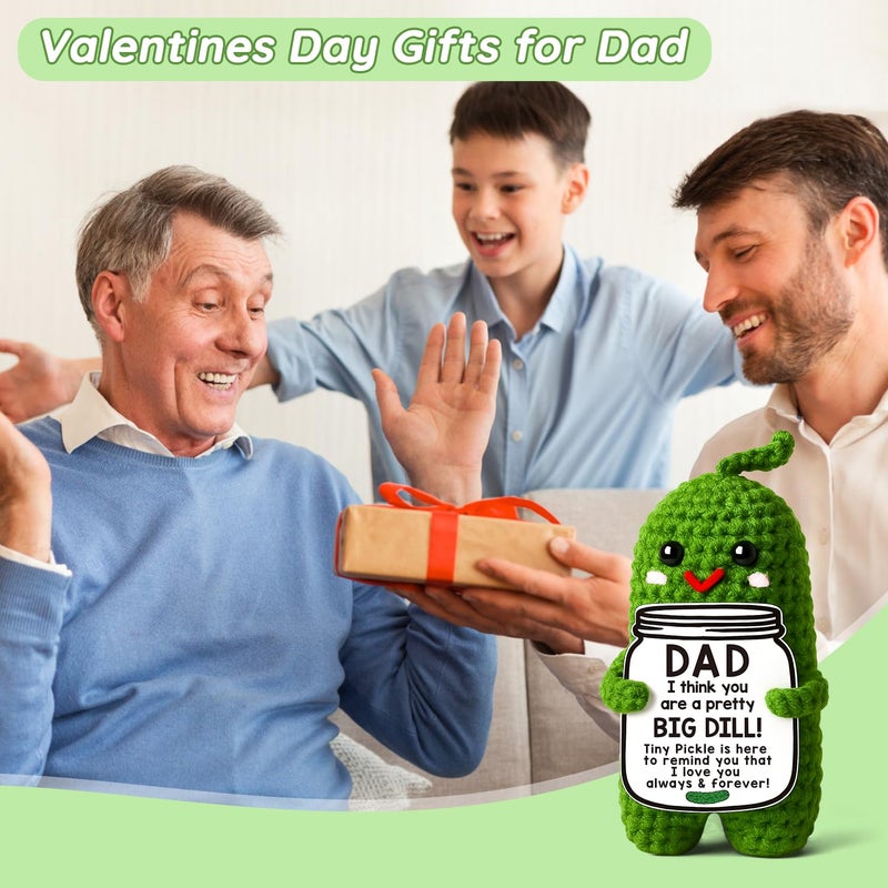 MAMAGIFTREE Valentines Dad Gifts from Daughter or Son,Handmade Crochet Pickle Birthday Gifts for Dad -I Love Best Daddy Ever Gift Thank You Daddy Funny Emotional Care Desk Decor - Image 2